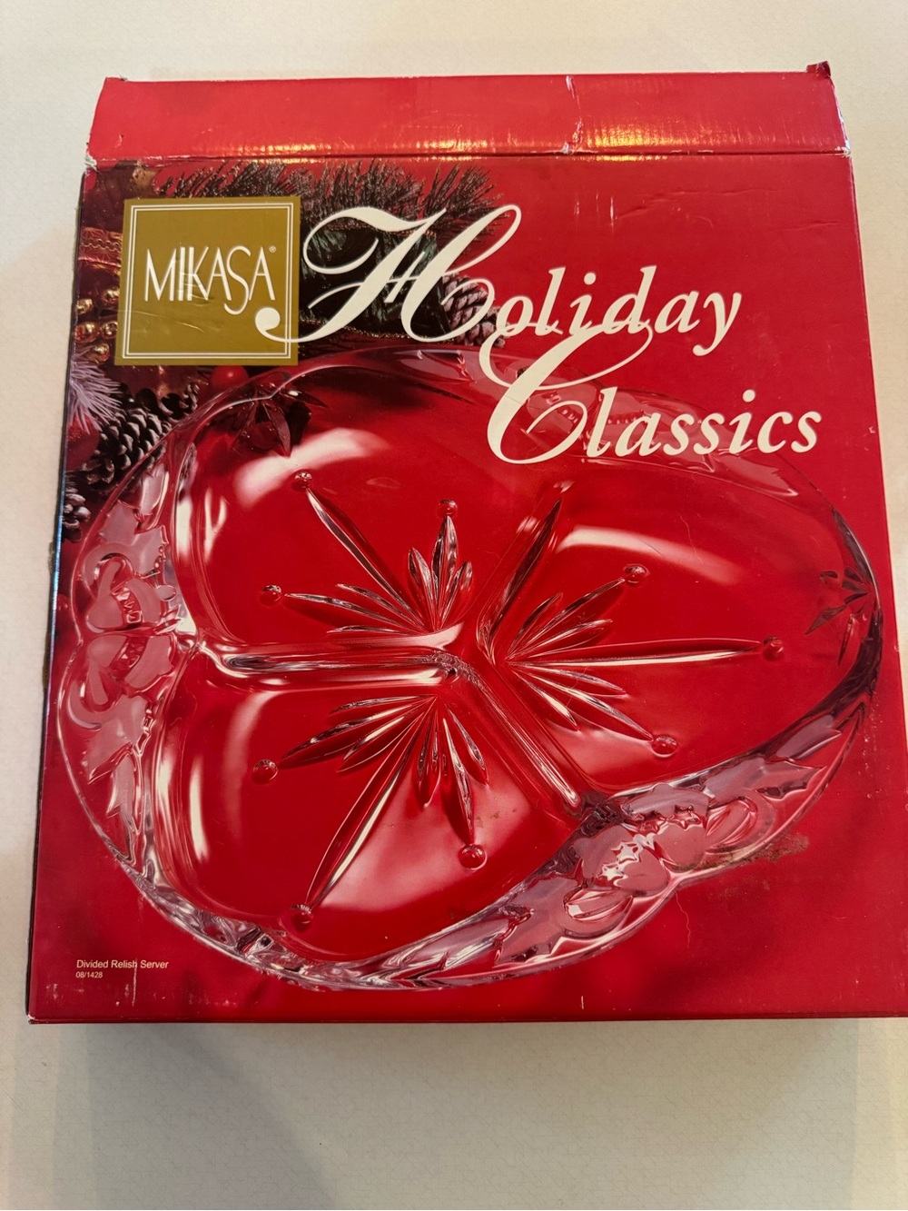 Mikasa Holiday Classics Red Glass Divided Server